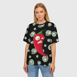 Футболка оверсайз женская Перчик из игры растения против зомби, цвет: 3D-принт — фото 2