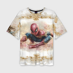 Футболка оверсайз женская Человек - паук розы и узоры, цвет: 3D-принт