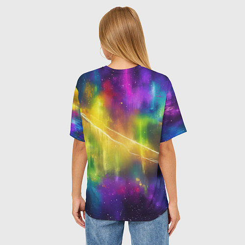 Женская футболка оверсайз Человек - паук радужные краски / 3D-принт – фото 4