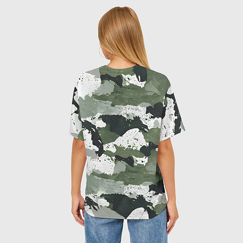 Женская футболка оверсайз Зеленый фактурный камуфляж / 3D-принт – фото 4