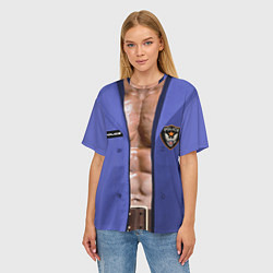 Футболка оверсайз женская Костюм полицейского с накаченным торсом, цвет: 3D-принт — фото 2