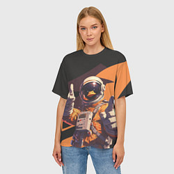 Футболка оверсайз женская Птичий астронавт, цвет: 3D-принт — фото 2