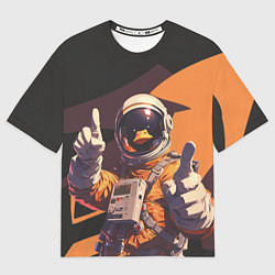 Футболка оверсайз женская Птичий астронавт, цвет: 3D-принт