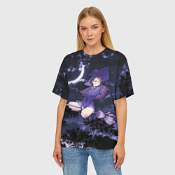 Футболка оверсайз женская Веселая ведьма летит на шабаш, цвет: 3D-принт — фото 2