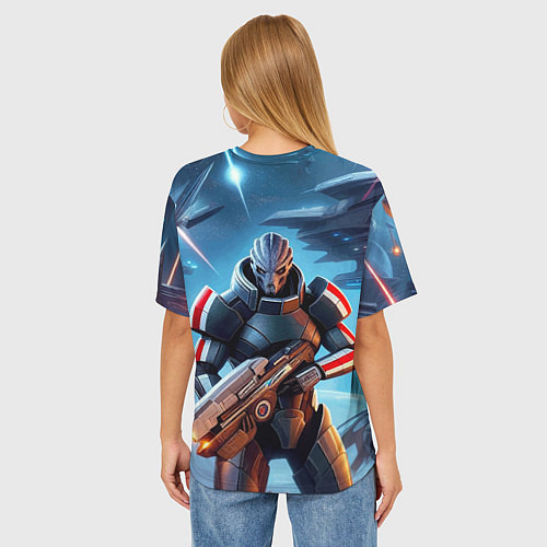 Женская футболка оверсайз Mass Effect - space fantasy / 3D-принт – фото 4