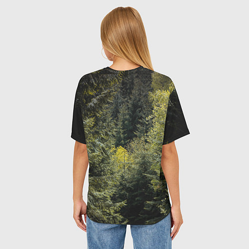 Женская футболка оверсайз Лес мой храм - дух леса медведь Велес / 3D-принт – фото 4