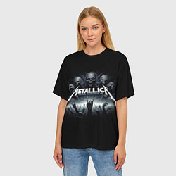 Футболка оверсайз женская Metallica thrash metal - gesture, цвет: 3D-принт — фото 2