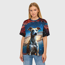 Футболка оверсайз женская Уиппет в космосе, цвет: 3D-принт — фото 2