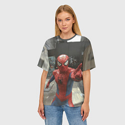 Футболка оверсайз женская Человек паук предупреждает, цвет: 3D-принт — фото 2