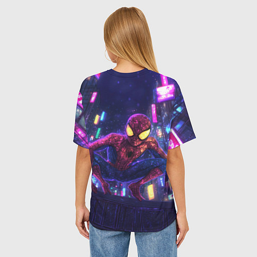 Женская футболка оверсайз Человек паук с желтыми глазами / 3D-принт – фото 4