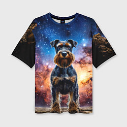 Футболка оверсайз женская Ризеншнауцер в космосе, цвет: 3D-принт