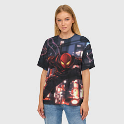 Футболка оверсайз женская Человек паук в черном, цвет: 3D-принт — фото 2