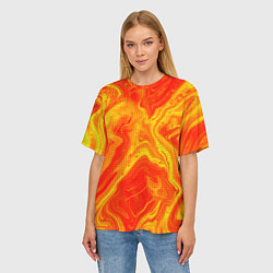 Футболка оверсайз женская Огненный жёлто-красный, цвет: 3D-принт — фото 2