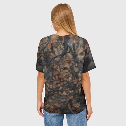 Женская футболка оверсайз Хищный серый лис / 3D-принт – фото 4