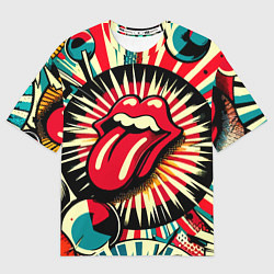 Футболка оверсайз женская Logo of the Rolling Stones - pop art, цвет: 3D-принт