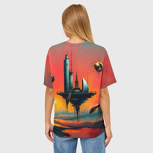 Женская футболка оверсайз Абстракция в стиле сюрреализма / 3D-принт – фото 4