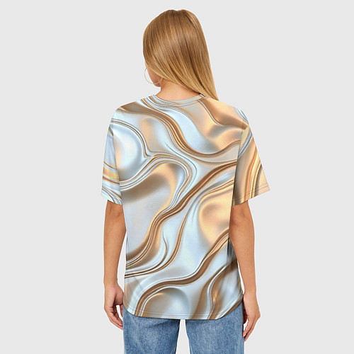Женская футболка оверсайз Жидкое белое золото / 3D-принт – фото 4