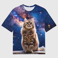 Футболка оверсайз женская Сибирская кошка в космосе, цвет: 3D-принт