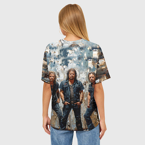 Женская футболка оверсайз Metallica масляной краской / 3D-принт – фото 4