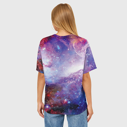 Женская футболка оверсайз Brave cat in space - ai art / 3D-принт – фото 4