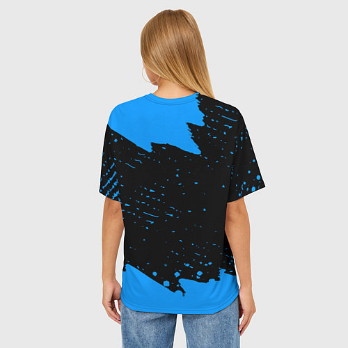 Женская футболка оверсайз Schalke 04 fc blue color / 3D-принт – фото 4