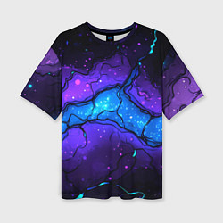 Футболка оверсайз женская Синяя звездная полоса в плите текстура, цвет: 3D-принт