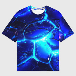 Футболка оверсайз женская Синие плиты лед, цвет: 3D-принт