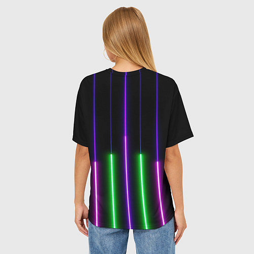 Женская футболка оверсайз Color Purple green pink / 3D-принт – фото 4