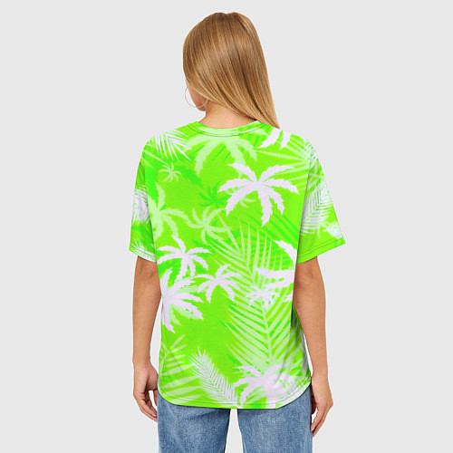 Женская футболка оверсайз Кислотные тропики / 3D-принт – фото 4