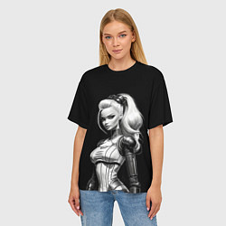 Футболка оверсайз женская Барби - киберпанк нейроарт, цвет: 3D-принт — фото 2