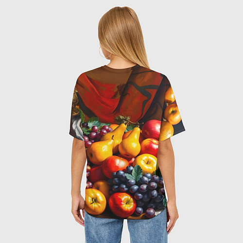 Женская футболка оверсайз Фруктовый натюрморт / 3D-принт – фото 4