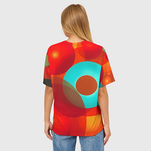 Женская футболка оверсайз Оптическая абстракция с кругами / 3D-принт – фото 4