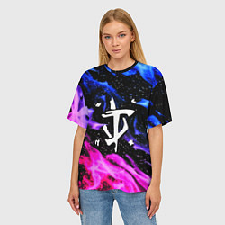 Футболка оверсайз женская Doom flame neon, цвет: 3D-принт — фото 2