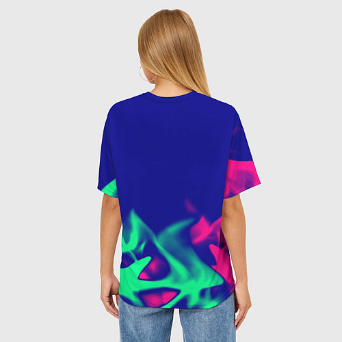 Женская футболка оверсайз Nirvana fire neon / 3D-принт – фото 4