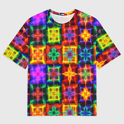 Футболка оверсайз женская Неоновое стекло абстракция, цвет: 3D-принт