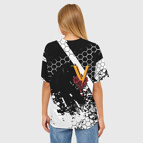 Женская футболка оверсайз Samurai соты краски / 3D-принт – фото 4