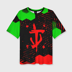 Футболка оверсайз женская Doom лого соты текстура, цвет: 3D-принт