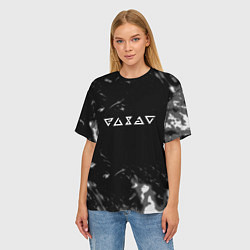 Футболка оверсайз женская Ведьмак лого серые краски, цвет: 3D-принт — фото 2