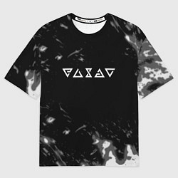 Футболка оверсайз женская Ведьмак лого серые краски, цвет: 3D-принт