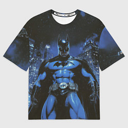 Футболка оверсайз женская Бэтмен синий город, цвет: 3D-принт