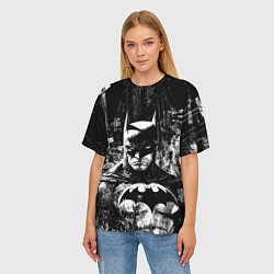 Футболка оверсайз женская Бэтмен черно-белый стиль, цвет: 3D-принт — фото 2