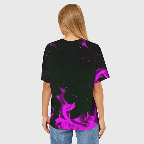 Женская футболка оверсайз Quake fire neon / 3D-принт – фото 4