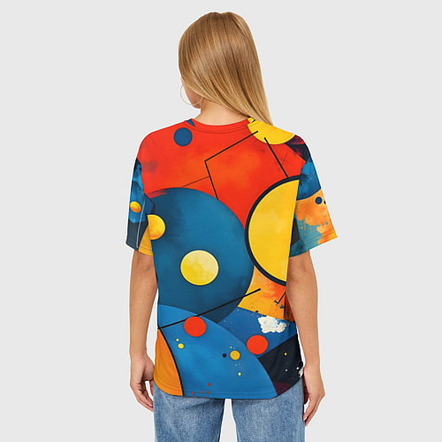 Женская футболка оверсайз Динамичный красочный паттерн / 3D-принт – фото 4