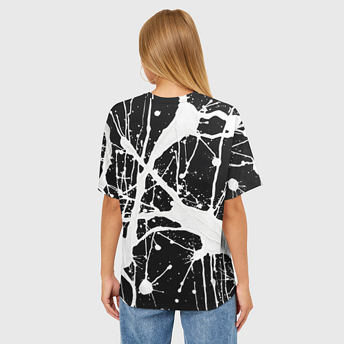 Женская футболка оверсайз Брызги белой краски / 3D-принт – фото 4