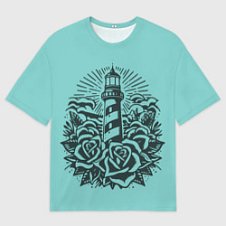 Футболка оверсайз женская Маяк и розы, цвет: 3D-принт