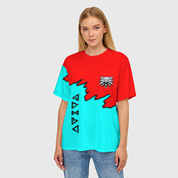 Футболка оверсайз женская Ведьмак краски логотип, цвет: 3D-принт — фото 2