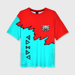 Футболка оверсайз женская Ведьмак краски логотип, цвет: 3D-принт