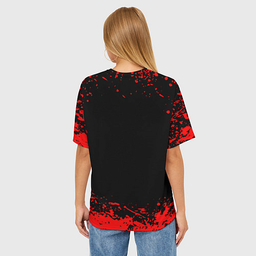 Женская футболка оверсайз Ведьмак красные краски / 3D-принт – фото 4