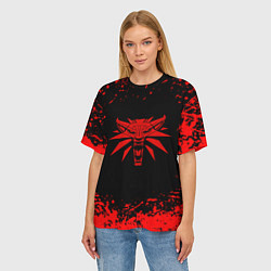 Футболка оверсайз женская Ведьмак красные краски, цвет: 3D-принт — фото 2