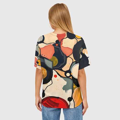 Женская футболка оверсайз Абстракция с кругами и краской / 3D-принт – фото 4